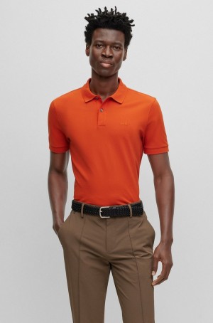 Camisa Polo Hugo Boss Algodon With Embroidered Logo Hombre Naranjas Oscuro | 28376-ZAES