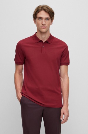 Camisa Polo Hugo Boss Algodon With Embroidered Logo Hombre Rojos Oscuro | 82905-XWBD