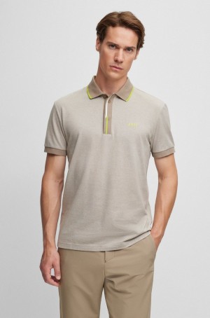Camisa Polo Hugo Boss Algodon-piqué With Embroidered Logo Hombre Grises Claro | 53462-JAHI