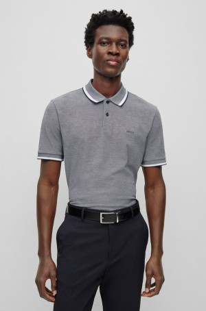 Camisa Polo Hugo Boss Algodon-piqué With Embroidered Logo Hombre Grises | 93601-QOLS