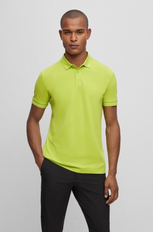 Camisa Polo Hugo Boss Algodon-piqué With Tonal Logo Hombre Verdes | 96130-JPDA