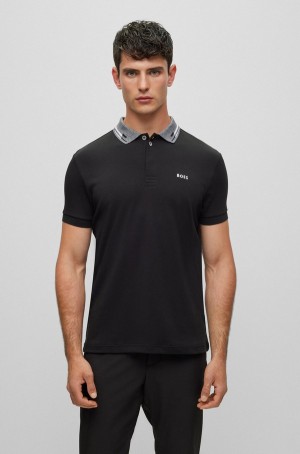 Camisa Polo Hugo Boss Interlock-cotton With Embroidered Logo Hombre Negros | 41629-BXRL