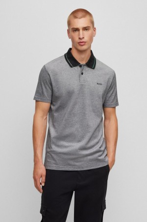 Camisa Polo Hugo Boss Logo-print In Oxford Algodon Piqué Hombre Grises | 15920-VFCZ