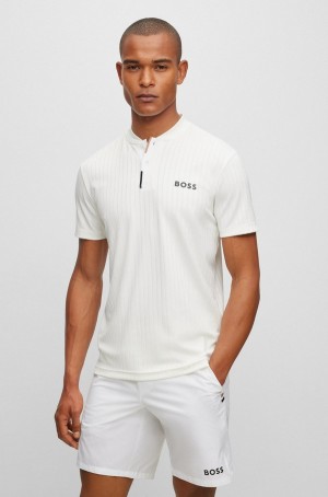 Camisa Polo Hugo Boss Matteo Berrettini Slim-fit Hombre Blancos | 64109-MVYA