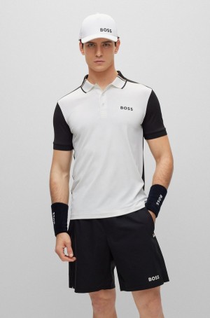 Camisa Polo Hugo Boss Matteo Berrettini With Logo Hombre Blancos | 71509-IVOY