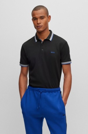 Camisa Polo Hugo Boss Organic-cotton With Logo Hombre Negros | 18936-ETSL