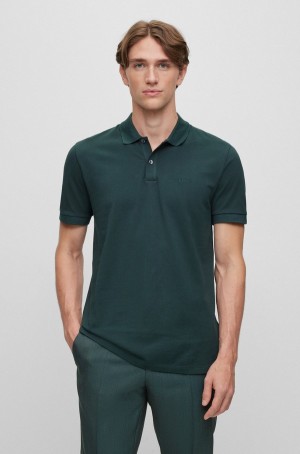 Camisa Polo Hugo Boss Organic-cotton With Embroidered Logo Hombre Verdes Oscuro | 10485-HTLV