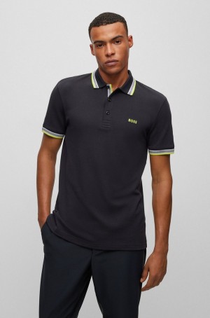 Camisa Polo Hugo Boss Organic-cotton With Logo Hombre Grises Oscuro | 10349-MGFW