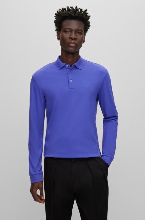 Camisa Polo Hugo Boss Organic-cotton With Embroidered Logo Hombre Morados Oscuro | 64951-RJIZ