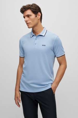 Camisa Polo Hugo Boss Organic-cotton With Logo Hombre Azules Claro | 03769-TIGL