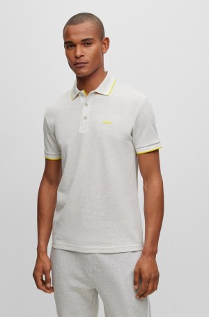 Camisa Polo Hugo Boss Organic-cotton With Logo Hombre Grises Claro | 05986-XIRO