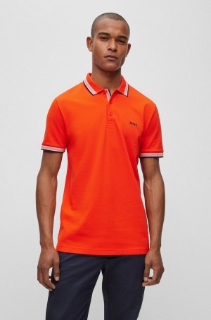 Camisa Polo Hugo Boss Organic-cotton With Logo Hombre Rojos | 09328-XHIY