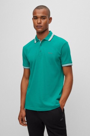 Camisa Polo Hugo Boss Organic-cotton With Logo Hombre Turquesa | 15094-NGYU