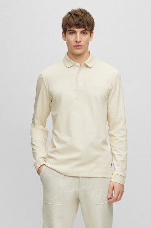 Camisa Polo Hugo Boss Organic-cotton With Embroidered Logo Hombre Blancos | 68913-WCJN
