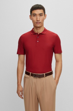 Camisa Polo Hugo Boss Regular-fit In Algodon And Silk Hombre Rojos Oscuro | 50716-BWHX
