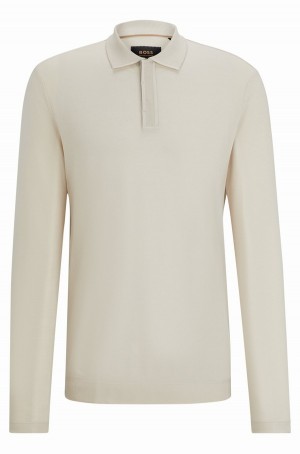 Camisa Polo Hugo Boss Regular-fit In Algodon And Cashmere Hombre Beige Claro | 05493-FEPY