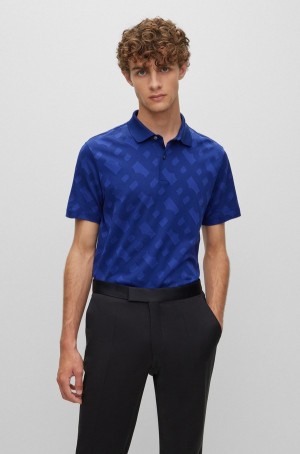 Camisa Polo Hugo Boss Regular-fit With Monogram Jacquard Hombre Morados Oscuro | 62078-MHZK