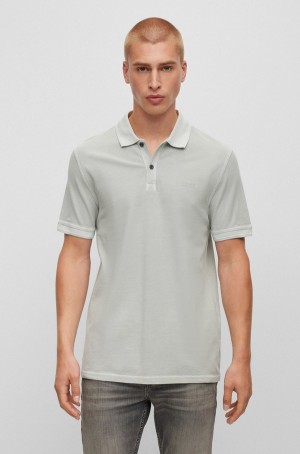 Camisa Polo Hugo Boss Slim-fit In Algodon Piqué Hombre Grises | 20589-VFGT