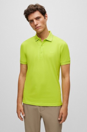 Camisa Polo Hugo Boss Slim-fit With Branded Placket Hombre Verdes Claro | 24693-EQBF