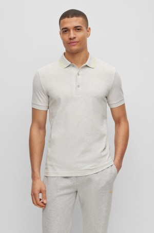 Camisa Polo Hugo Boss Slim-fit With Branded Placket Hombre Grises Claro | 79650-BSYG
