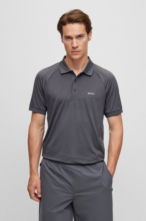 Camisa Polo Hugo Boss Slim-fit With Decorative Reflective Pattern Hombre Grises Oscuro | 06721-FTWP