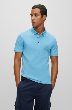 Camisa Polo Hugo Boss Stretch-cotton Slim-fit With Logo Patch Hombre Azules | 98740-UHWB