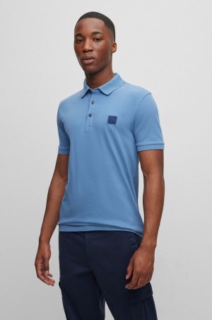 Camisa Polo Hugo Boss Stretch-cotton Slim-fit With Logo Patch Hombre Azules Claro | 20869-WORH