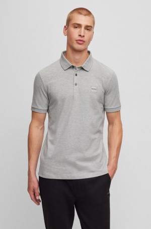 Camisa Polo Hugo Boss Stretch-cotton Slim-fit With Logo Patch Hombre Grises Claro | 01596-PCML