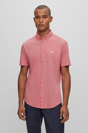 Camisas Hugo Boss Button-down Regular-fit In Pure-cotton Hombre Rojos | 81654-MLFX