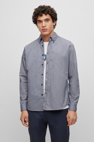 Camisas Hugo Boss Regular-fit In Organic Oxford Algodon Hombre Azules | 20587-PKRO