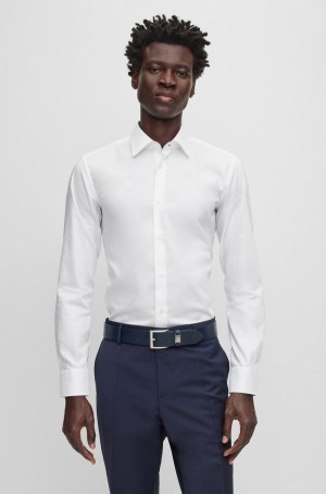 Camisas Hugo Boss Slim-fit In Easy-iron Algodon Poplin Hombre Blancos | 40175-QDHY