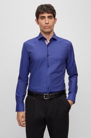 Camisas Hugo Boss Slim-fit In Easy-iron Stretch-cotton Twill Hombre Morados Oscuro | 68230-UYTO