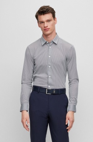 Camisas Hugo Boss Slim-fit In Printed Performance-stretch Fabric Hombre Azules Claro | 32719-GICS