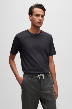 Camiseta Hugo Boss Algodon-jersey In A Regular Fit Hombre Negros | 64310-NERD