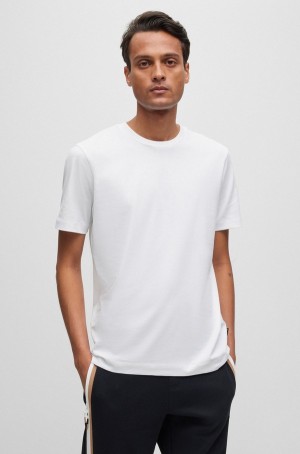 Camiseta Hugo Boss Algodon-jersey In A Regular Fit Hombre Blancos | 64172-BOSM