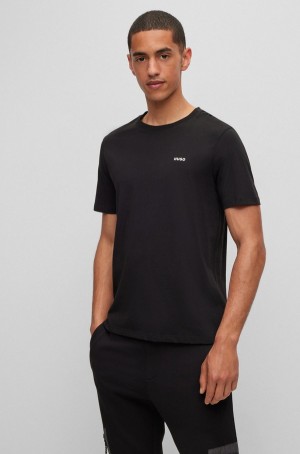 Camiseta Hugo Boss Algodon-jersey With Logo Print Hombre Negros | 87419-AZGH