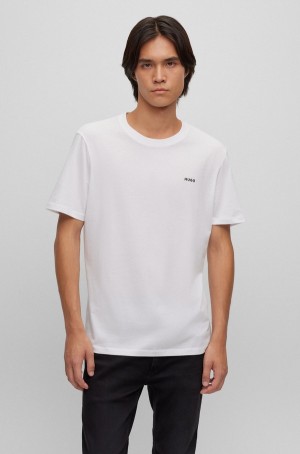 Camiseta Hugo Boss Algodon-jersey With Logo Print Hombre Blancos | 29758-AXDV