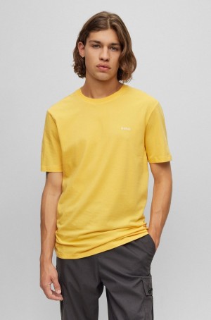 Camiseta Hugo Boss Algodon-jersey With Logo Print Hombre Amarillos | 50391-PQJN