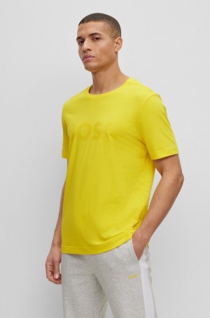 Camiseta Hugo Boss Algodon-jersey With Logo Artwork Hombre Amarillos | 97308-ZKHA