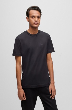 Camiseta Hugo Boss Algodon-jersey With Rubber-print Logo Hombre Negros | 08147-GFML