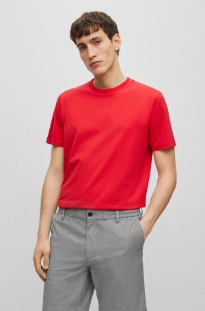 Camiseta Hugo Boss Algodon-jersey With Rubber-print Logo Hombre Rojos | 06751-LUOB