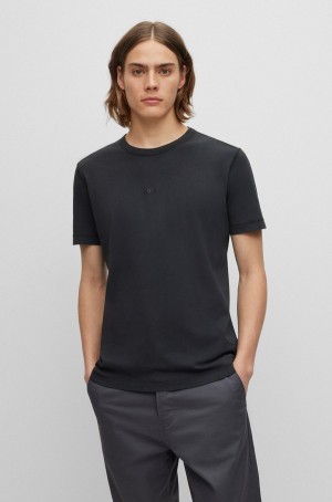 Camiseta Hugo Boss Algodon-jersey With Sun-bleached Effect Hombre Negros | 96824-SHCN