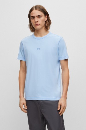 Camiseta Hugo Boss Algodon-jersey With Sun-bleached Effect Hombre Azules Claro | 19035-CWFY