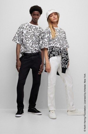 Camiseta Hugo Boss Keith Haring Gender-neutral Estampados In Algodon Mujer Blancos | 91270-UCSP