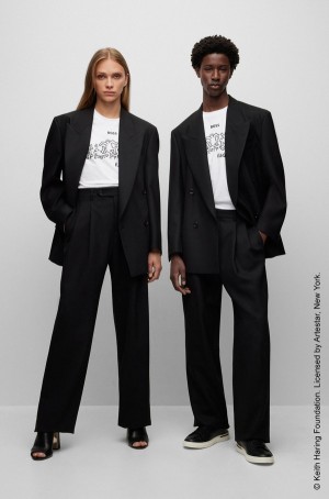 Camiseta Hugo Boss Keith Haring Gender-neutral With Special Logo Artwork Mujer Blancos | 37285-LGBT