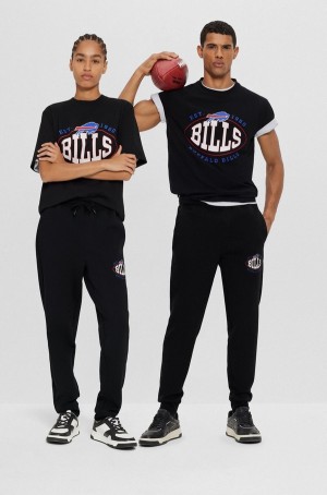 Camiseta Hugo Boss Nfl Stretch-cotton With Collaborative Branding Hombre Negros | 74893-EPOW