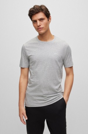 Camiseta Hugo Boss Organic-cotton With Curved Logo Hombre Grises Claro | 71836-CGFD