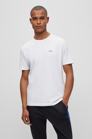 Camiseta Hugo Boss Regular-fit In Stretch Algodon With Side Tape Hombre Blancos | 14273-IFWD