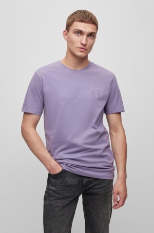 Camiseta Hugo Boss Relaxed-fit In Algodon With Logo Patch Hombre Morados | 30795-FAZO