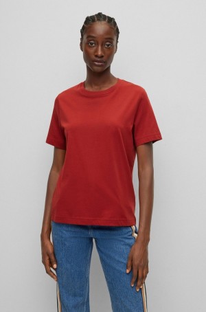 Camiseta Hugo Boss Relaxed-fit In Algodon Mujer Rojos | 59786-SCIF